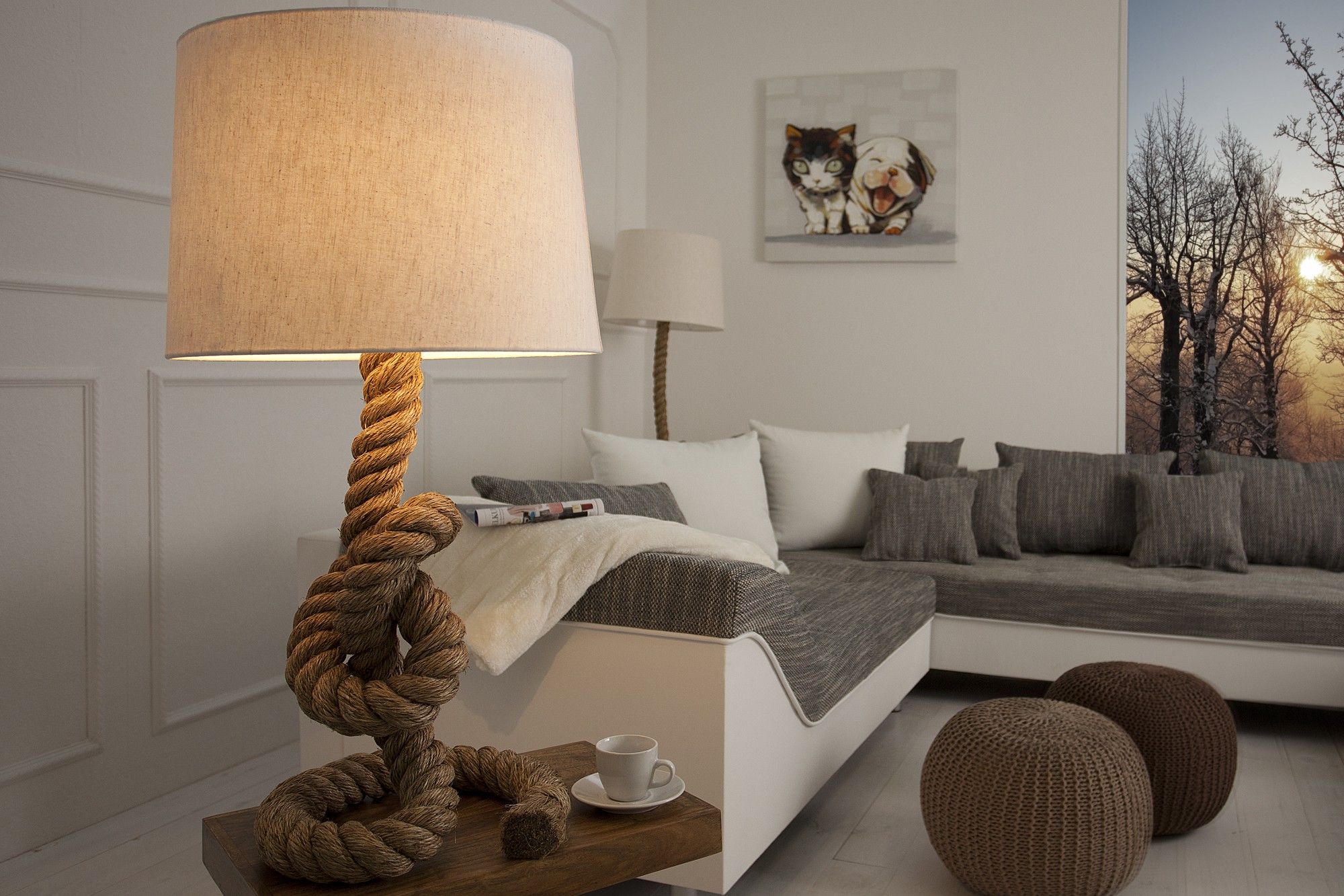 Estila Dizajnová štýlová stolná lampa Marinero 85cm prírodná krémová