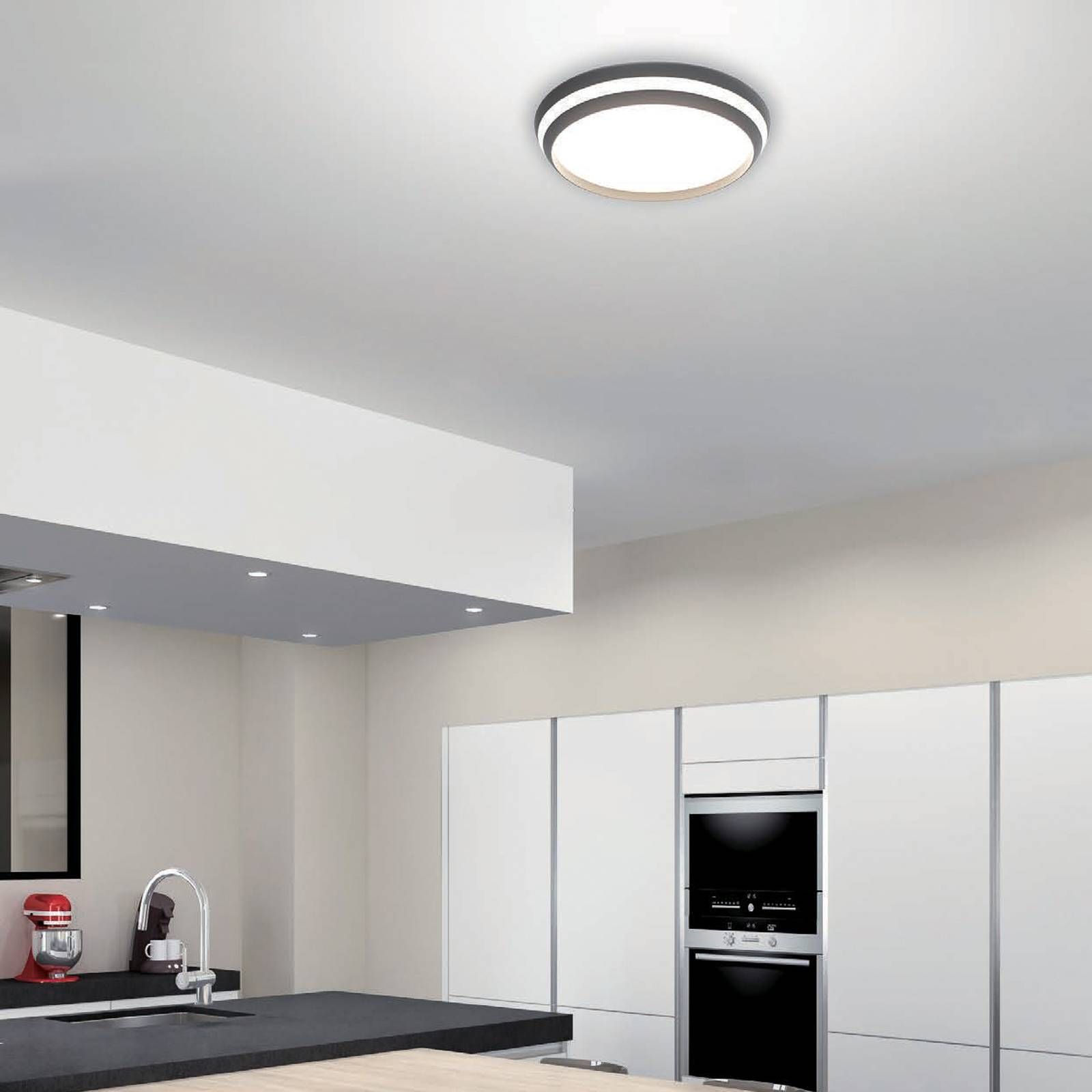 LUTEC Stropné LED svetlo Cepa RGBW a CCT biela Ø 45 cm, Obývacia izba / jedáleň, plast, hliník, 33W, K: 8.5cm