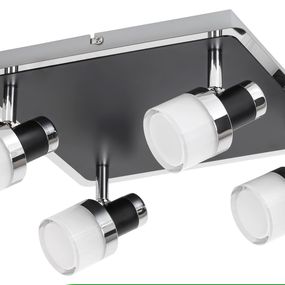 Rabalux 5024 Harold stropné kúpeľňové LED svietidlo 280mm 20W/1600lm 4000K IP44 chróm/čierna/opálové sklo