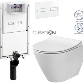 LAUFEN Podomít. systém LIS TW1 SET s bielym tlačidlom + WC CERSANIT CLEANON CITY H8946630000001BI CI1