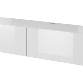 TV stolík na stenu Slide 150 - biela / biely lesk