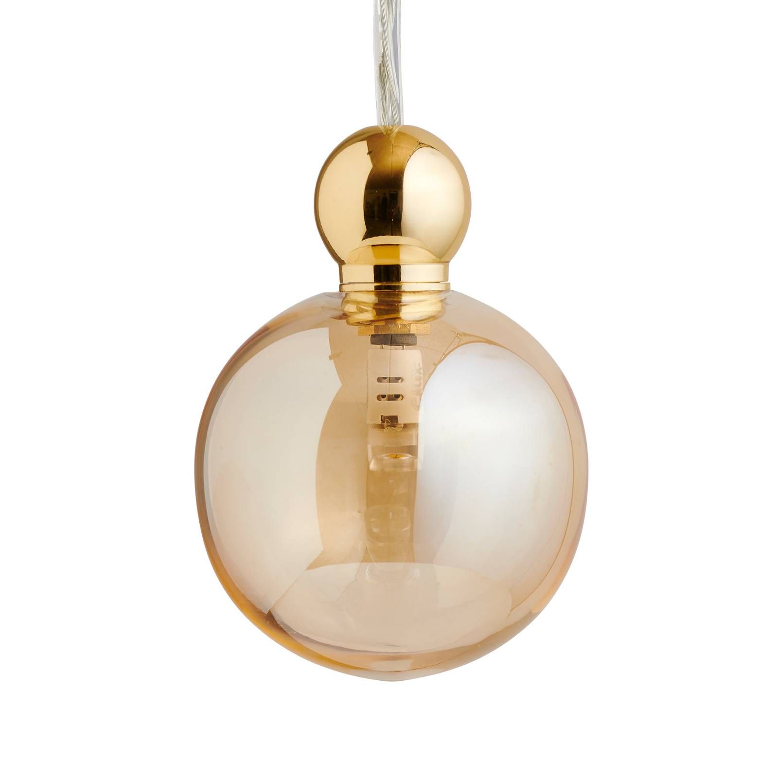 EBB & FLOW Uva M závesná lampa zlatá zlatá-dym, Obývacia izba / jedáleň, sklo, kov, plast, G4, 1.5W, K: 10cm