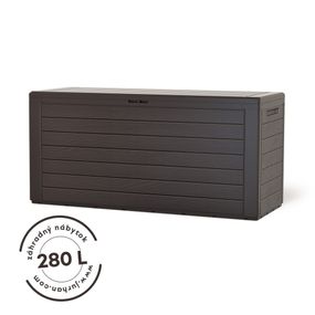 Prosperplast Odkladací box Woodebox so sklápateľným vrchnákom hnedý 280L - 120x46x57cm