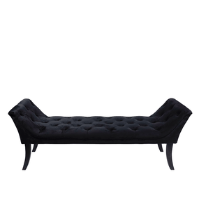 Dizajnová lavica, čierna Velvet látka/kaučukové drevo, 160 cm, HEMY TYP 1