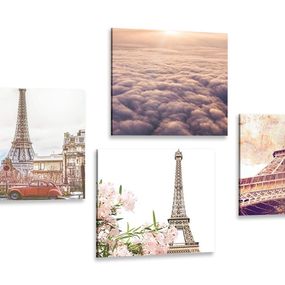 Set obrazov Eiffelova veža v Paríži