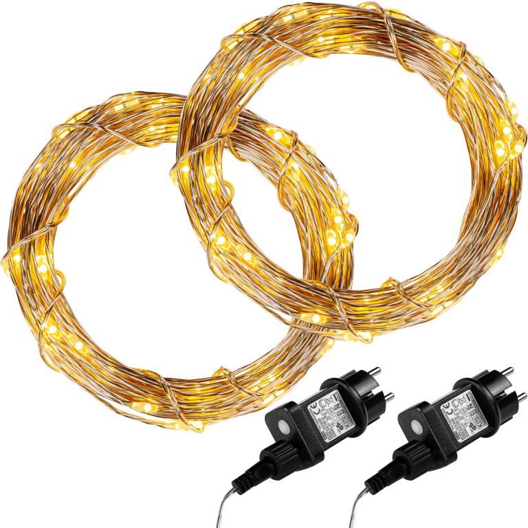 VOLTRONIC Sada svetelných drôtov 2x 100 LED, teplo biela