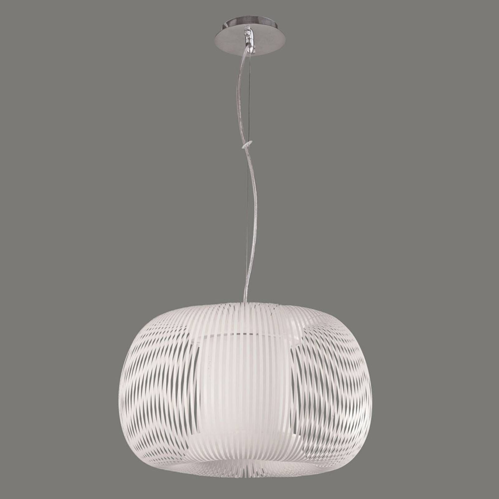 ACB ILUMINACIÓN Závesná lampa Mirta, biela, Ø 45 cm, Obývacia izba / jedáleň, textil, akryl, E27, 20W, K: 30cm