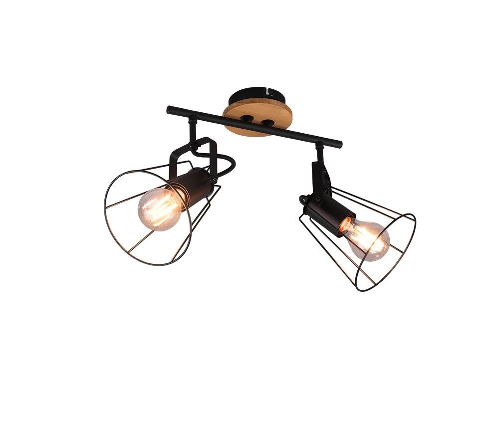 Trio R80612032 nástenné či stropné bodové svietidlo Jaipur 2x60W | E27 - drevo, čierna