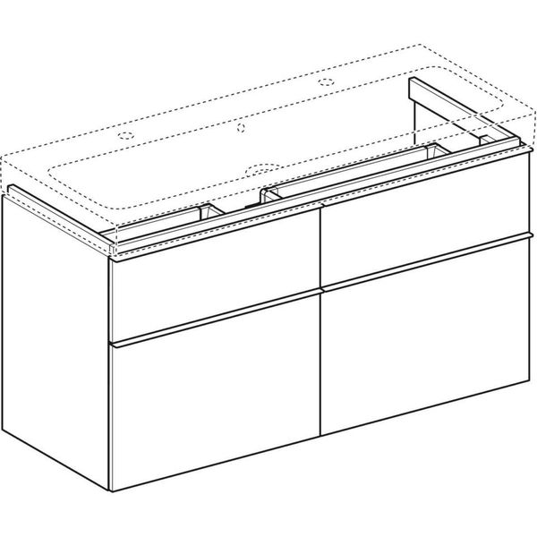 Geberit iCon - Skrinka pod dvojumývadlo 1200 mm, 4 zásuvky, prírodný dub 841422000