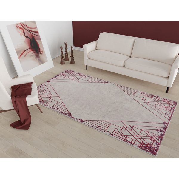 Červeno-krémový prateľný koberec behúň 200x80 cm - Vitaus