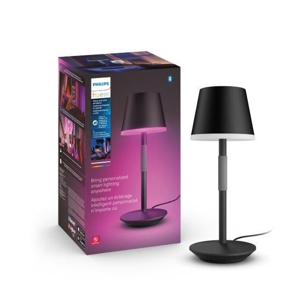 8719514404595 Philips HUE Go prenosná dotyková stolná lampička LED 36cm 6,2W/530lm CCT+RGB IP54 čierna bluetooth vrátane batérie