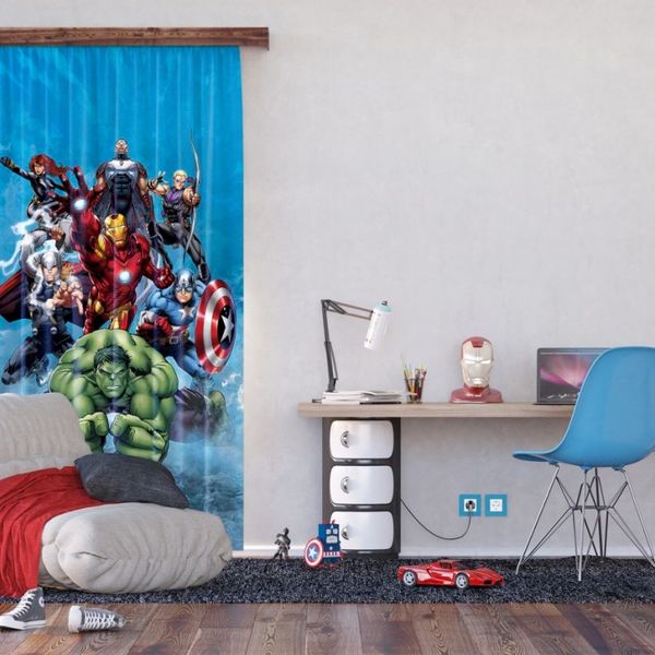 FCS L 7169 AG Design textilný foto záves detský obrazový Marvel - Avengers FCSL 7169, veľkosť 140 x 245 cm