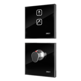 Sanela - Elektronické dotykové ovládanie sprchy s termostatickým ventilom, farba čierna REF 9005, podsvietenie biele, 24 V DC