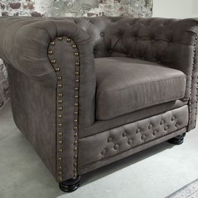 Chesterfield kreslo MIDAS Dekorhome Sivohnedá taupe