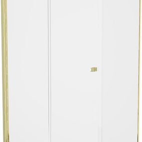 MEXEN/S - Lima sprchovací kút zalamovacie dvere 100 x 80 cm, transparent, zlatý + Flat čierna vanička so sifónom 856-100-080-50-00-4070G