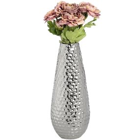 Estila Strieborná zaoblená keramická váza 