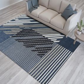 DomTextilu Dizajnový koberec modrej farby s pruhmi 70519-247129