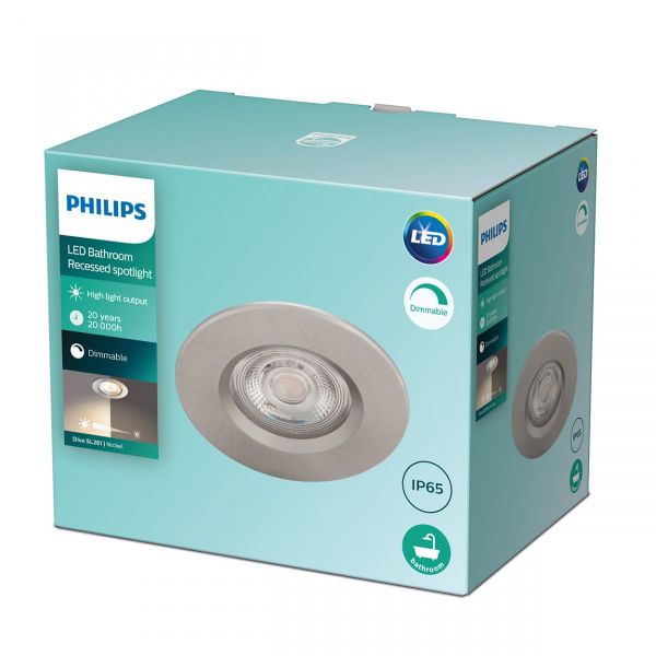 Philips Dive SL261 LED kúpeľňové zápustné bodové svietidlo 1x5W | 350lm | 2700K | IP65 - stmievateľné, ochrana EyeComfort, nikel