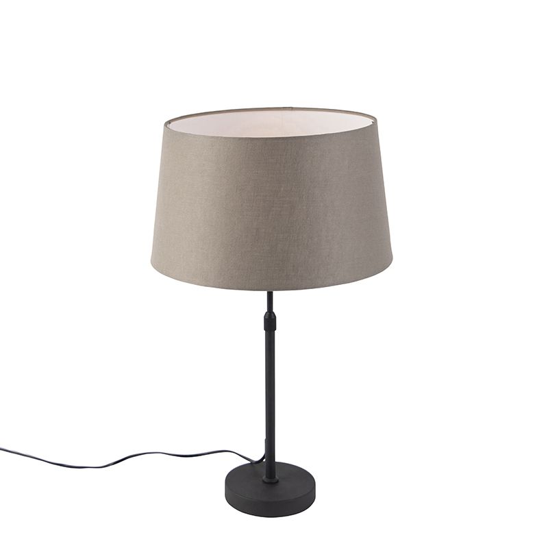 Stolová lampa čierna s ľanovým tienidlom taupe nastaviteľná 35 cm - Parte