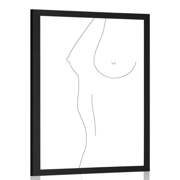 Plagát minimalistická silueta ženského tela - 20x30 silver
