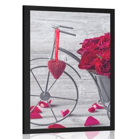 Plagát bicykel plný ruží - 30x45 black