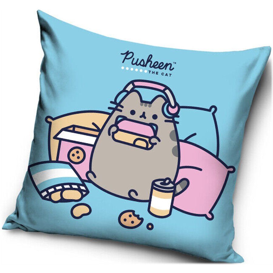 Carbotex · Obliečka na vankúš Mačička Pusheen - motív Piknik v posteli - 40 x 40 cm