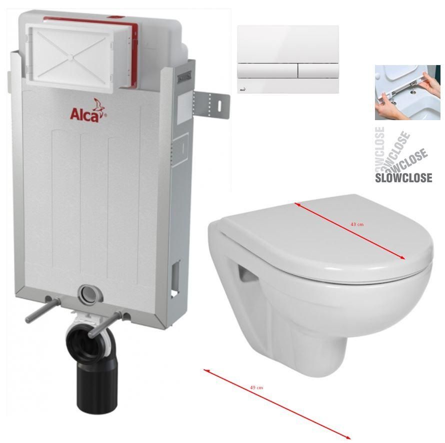 ALCADRAIN Renovmodul - predstenový inštalačný systém s bielym tlačidlom M1710 + WC JIKA LYRA PLUS 49 + SEDADLO duraplastu SLOWCLOSE AM115/1000 M1710 LY4