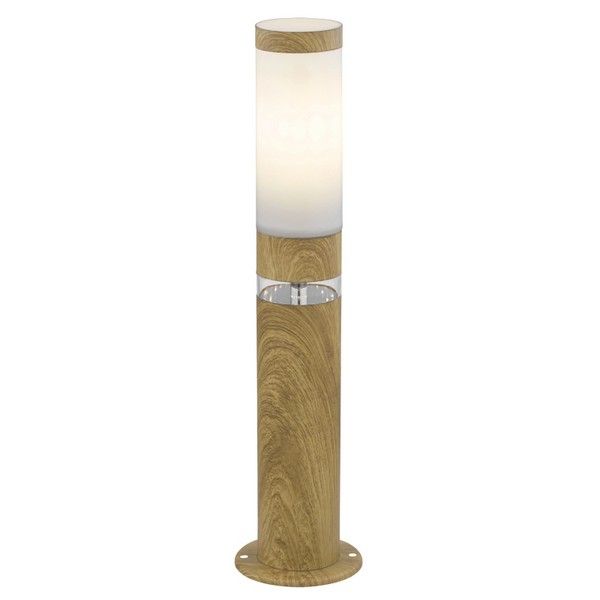 GLOBO 34071 JAICY vonkajšie stojanové svietidlo/stĺpik V500mm 1xE27 IP44 imitácia dreva, opál, s efektným LED podsvietením
