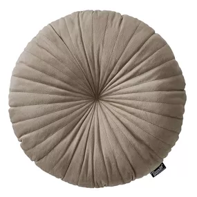 Béžový okrúhly zamatový dekoračný vankúš 45 cm