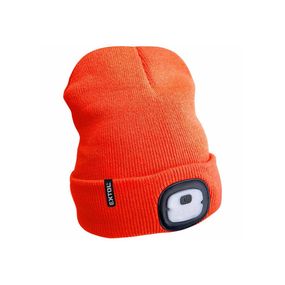 Extol - Čiapka s čelovkou a USB nabíjaním 250 mAh neonovo oranžová veľ. UNI