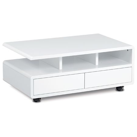 Autronic Konferenčný stolík, MDF biela 2 šuplíky AHG-620 WT