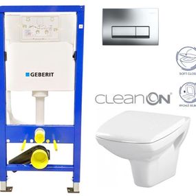 GEBERIT DuofixBasic s chrómovým tlačidlom DELTA51 + WC CERSANIT CLEANON CARINA + SEDADLO 458.103.00.1 CA2