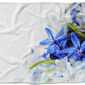 Deka Modré a biele kvety (Rozmer: 200 x 140 cm, Podšitie baránkom: NE)