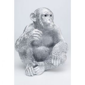 KARE Design Soška Mládě šimpanze - stříbrná, 53cm