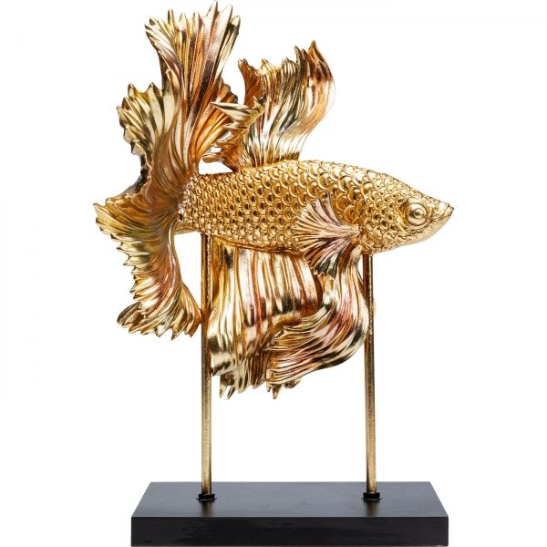 KARE Design Soška Ryba Bojovnice pestrá - zlatá 49cm