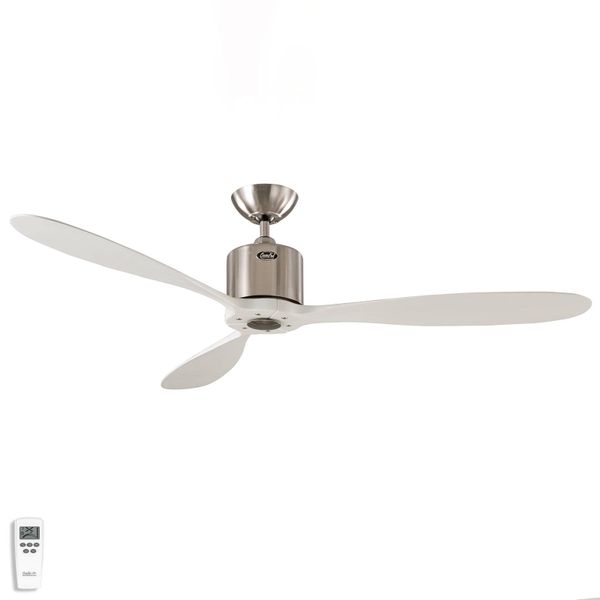 CasaFan Stropný ventilátor Aeroplan Eco, chróm, biela, Obývacia izba / jedáleň, kov, drevo, K: 31cm
