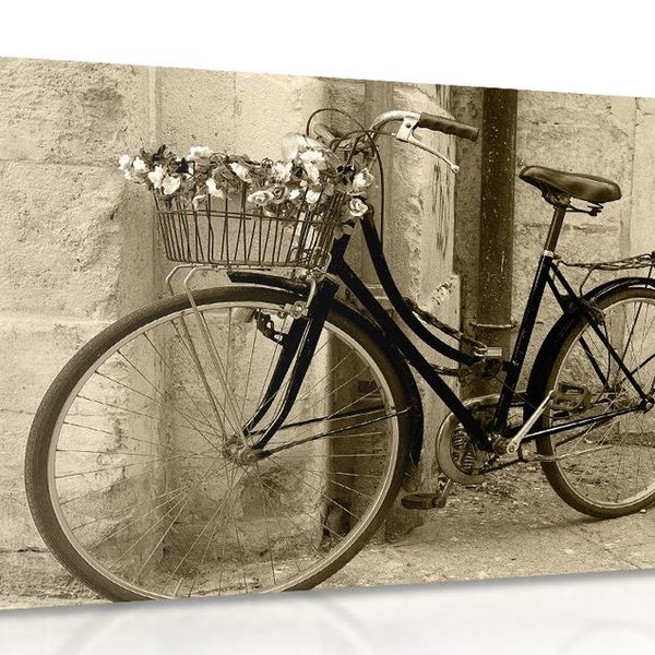 Obraz rustikálny bicykel v sépiovom prevedení - 90x60