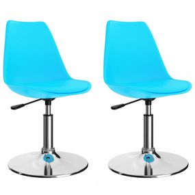 Otočná jedálenská stolička 2 ks umelá koža / kov Dekorhome Svetlo modrá