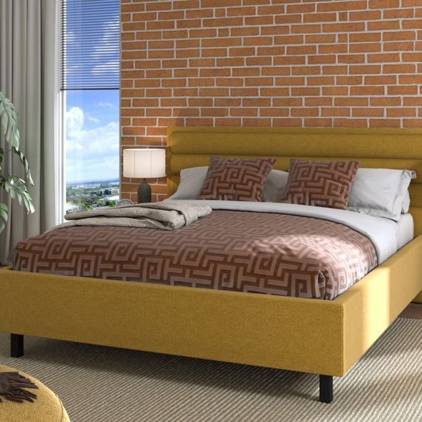 Manželská posteľ 160x200cm corey - žltá/čierne nohy