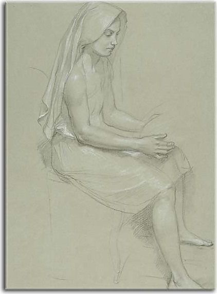 Study of a Seated Veiled Female Figure zs17447 - reprodukcia