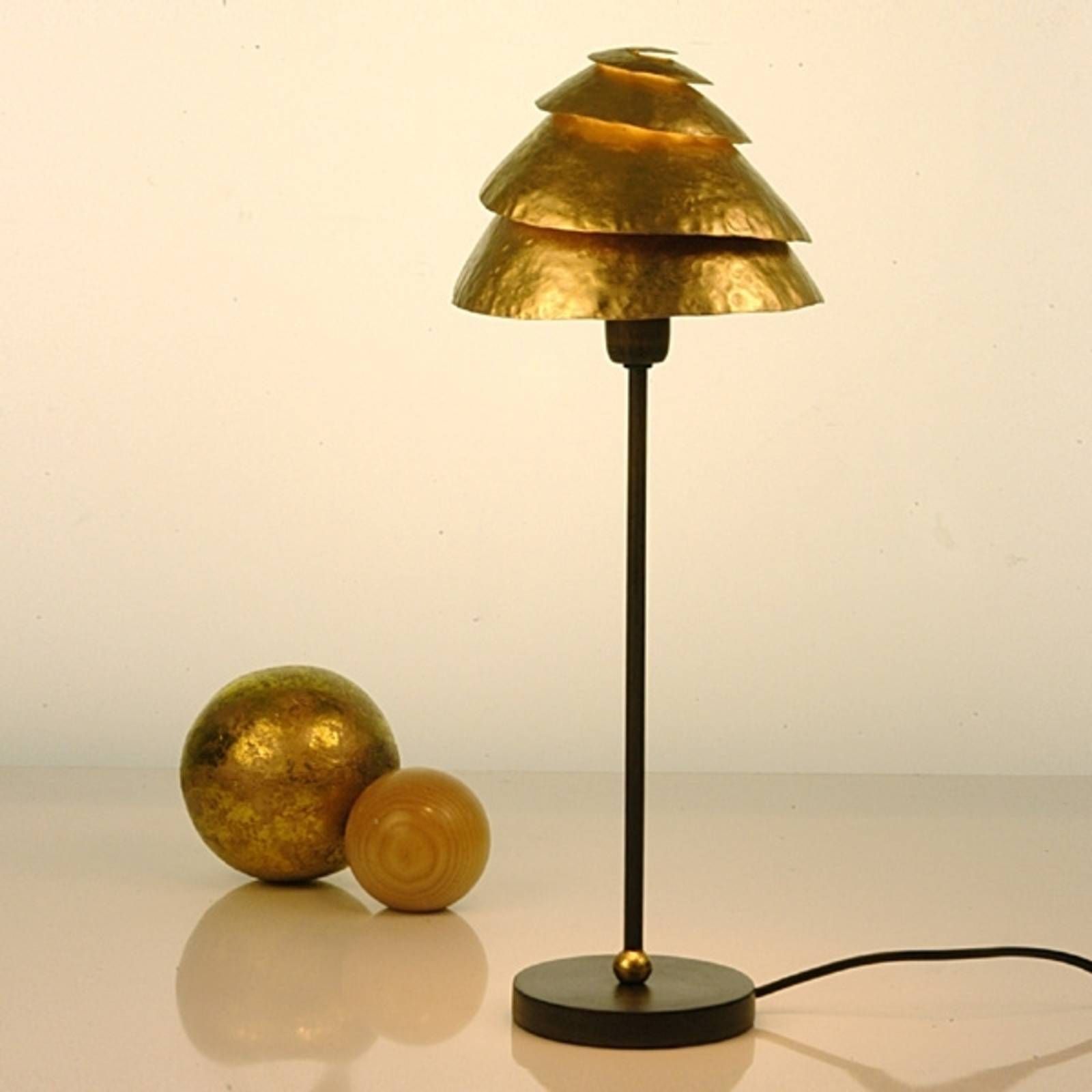 Holländer Stolná lampa Snail One v hnedo-zlatej, Obývacia izba / jedáleň, kov, E14, 60W, K: 49cm