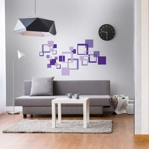 Dekoračné nálepky na stenu fialové štvorce - 50x70