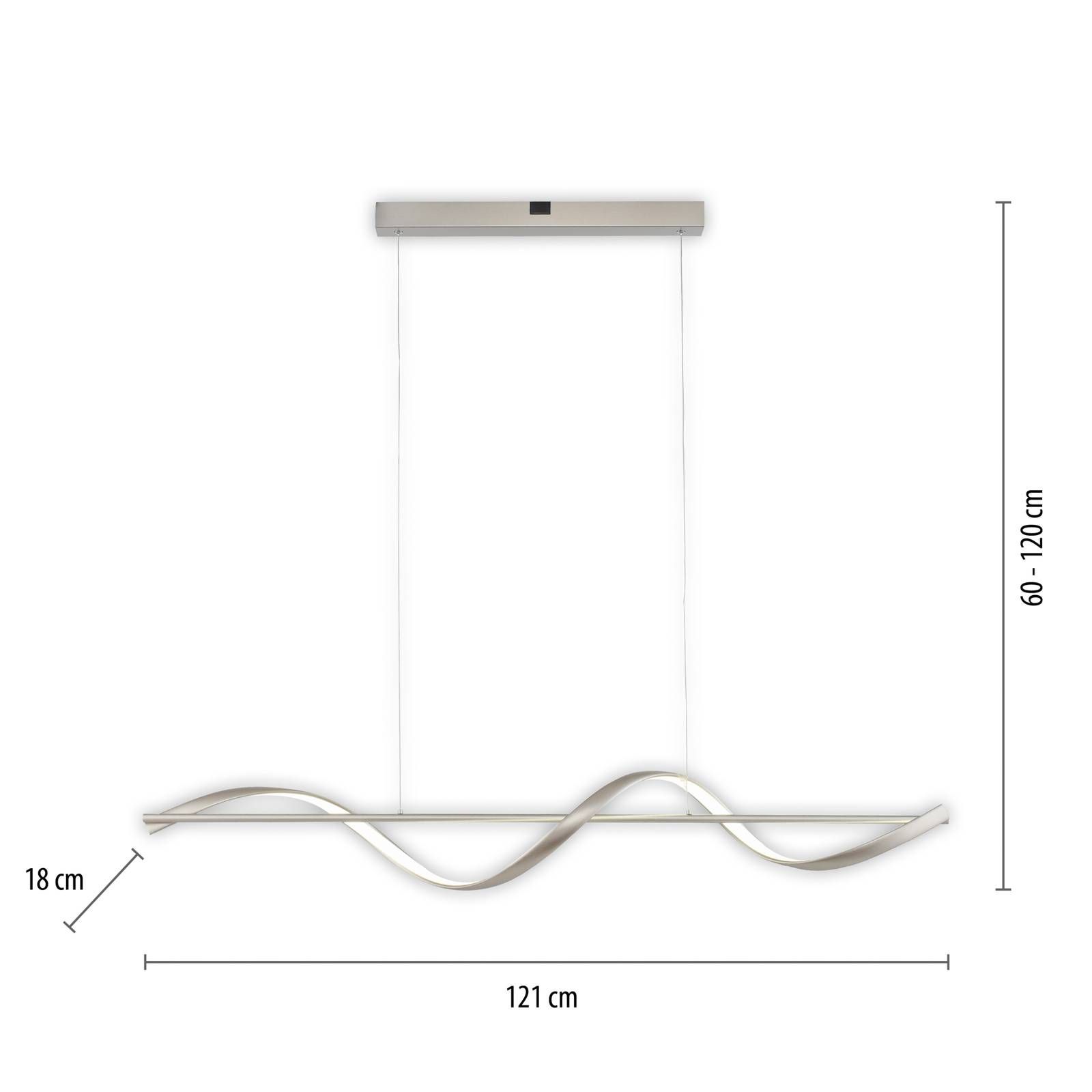 Q-Smart-Home Paul Neuhaus Q-Swing LED závesné svietidlo, oceľ, Obývacia izba / jedáleň, hliník, železo, guma, teflón, 24W, P: 121 cm, L: 18 cm