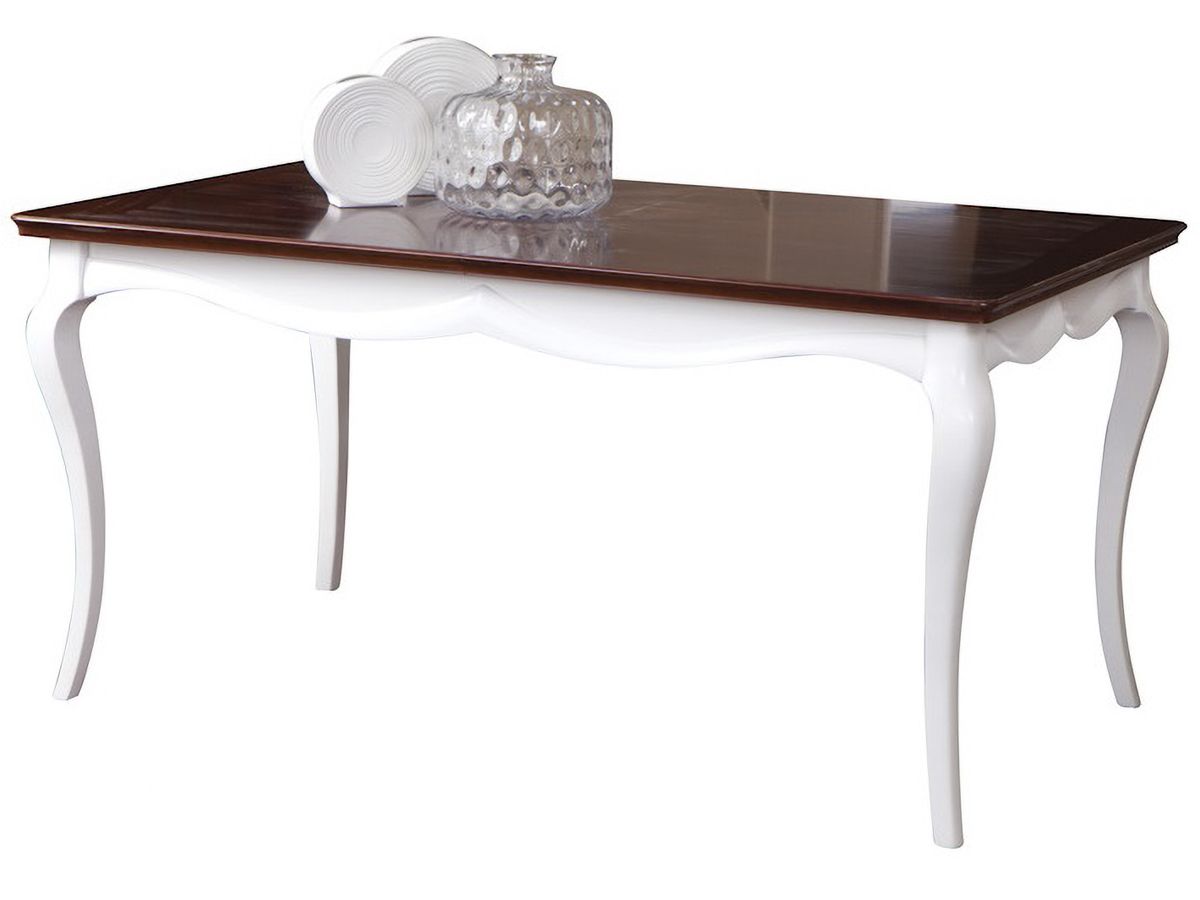 Rustikálny jedálenský stôl Milano MI-S1 - biely vysoký lesk / orech Milano