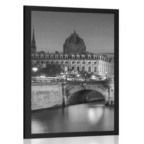 Plagát oslňujúca panoráma Paríža v čiernobielom prevedení - 40x60 black