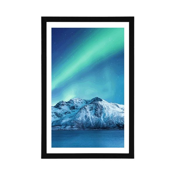 Plagát s paspartou arktická polárna žiara - 60x90 white