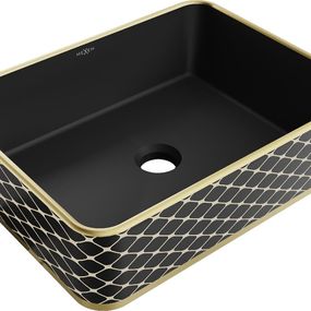 MEXEN - Catia umývadlo na dosku 48 x 37 cm, čierna mat/zlatá vzor 21314879