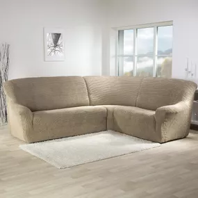 Super strečové poťahy GLAMOUR oriešková rohová sedačka (š. 350 - 530 cm)