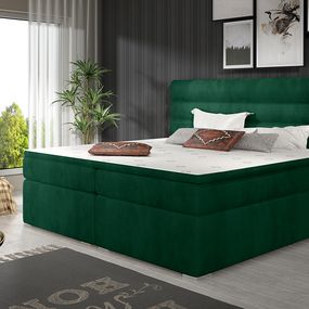 Čalúnená manželská posteľ s úložným priestorom Spezia 180 - tmavozelená