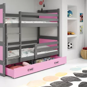 Poschodová posteľ RICO 2 - 190x80cm - Grafitový - Ružový